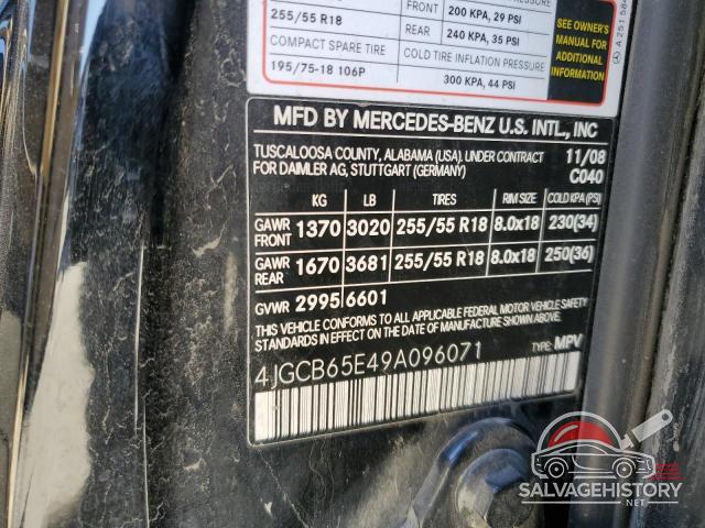 4JGCB65E49A096071 2009 MERCEDES-BENZ R-CLASS photo no. 13