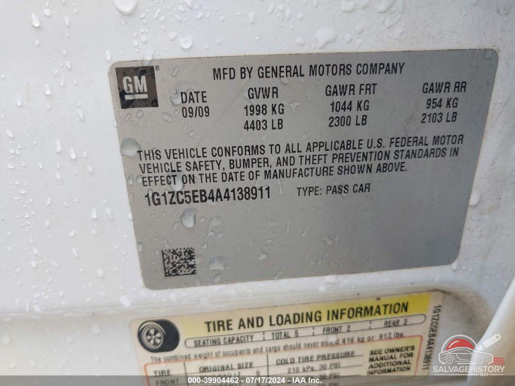 1G1ZC5EB4A4138911 2010 CHEVROLET MALIBU photo no. 9