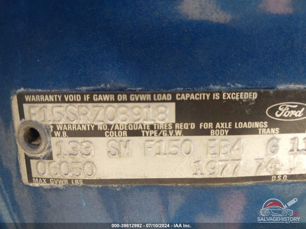 F1SSRZ08918 1977 FORD RANGER 150 photo no. 9