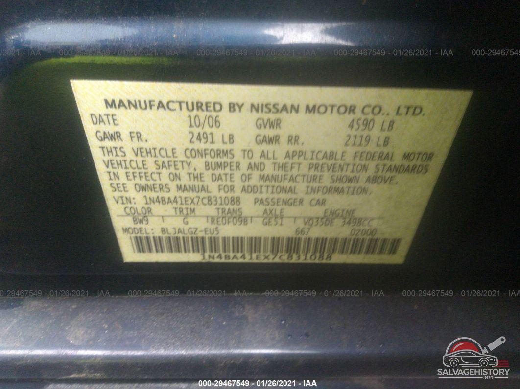 1N4BA41EX7C831088 2007 NISSAN MAXIMA photo no. 9