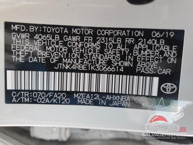 JTNK4RBE1K3066614 2019 TOYOTA COROLLA photo no. 12