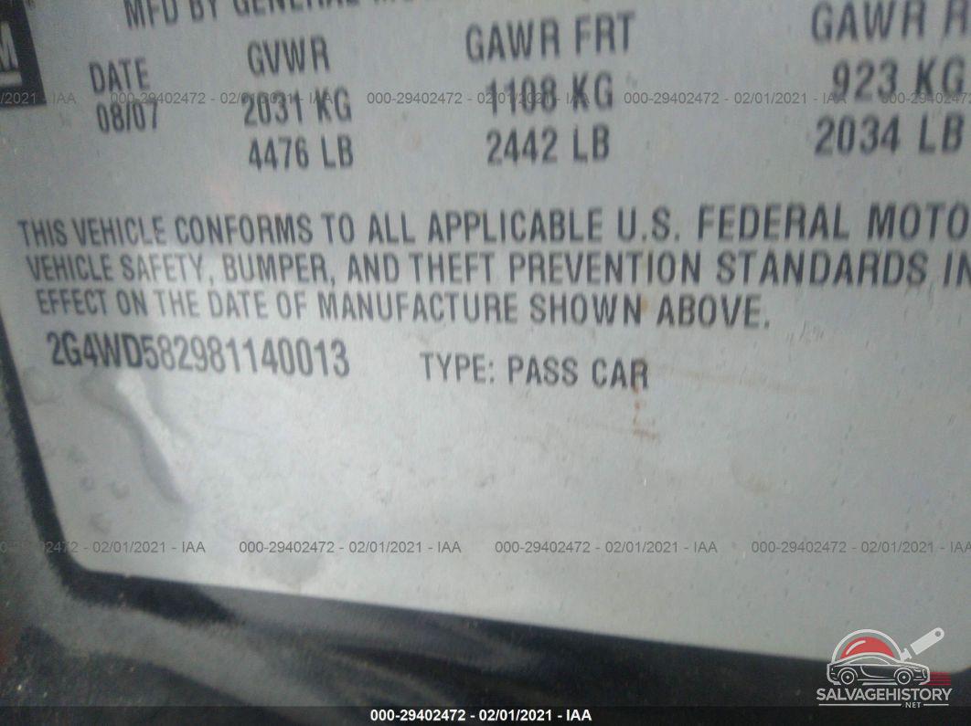 2G4WD582981140013 2008 BUICK LACROSSE photo no. 9
