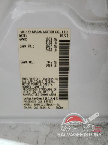 1N4BL4BV7MN381845 2021 NISSAN ALTIMA photo no. 12