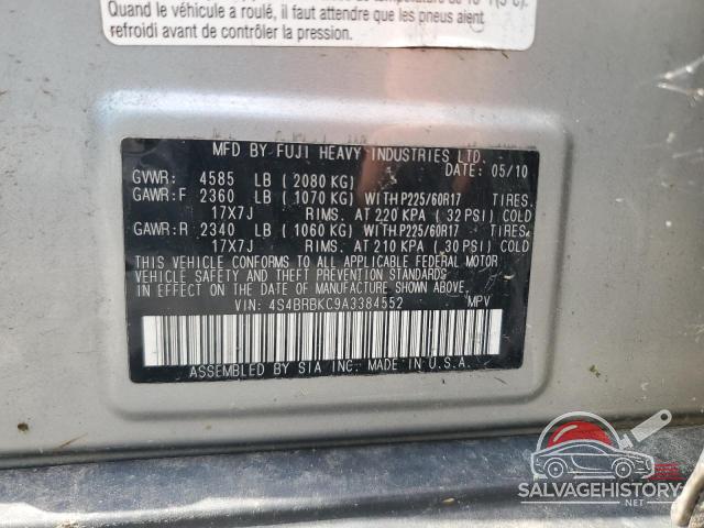 4S4BRBKC9A3384552 2010 SUBARU OUTBACK photo no. 12