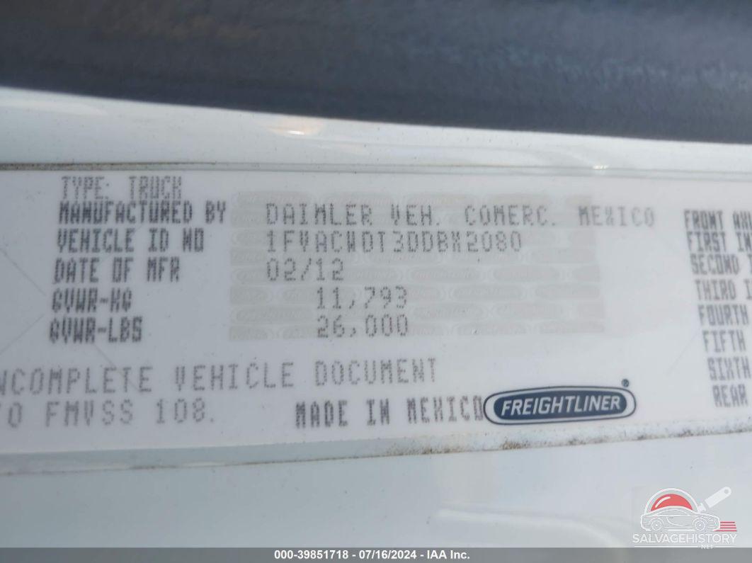 1FVACWDT3DDBX2080 2013 FREIGHTLINER M2 photo no. 8