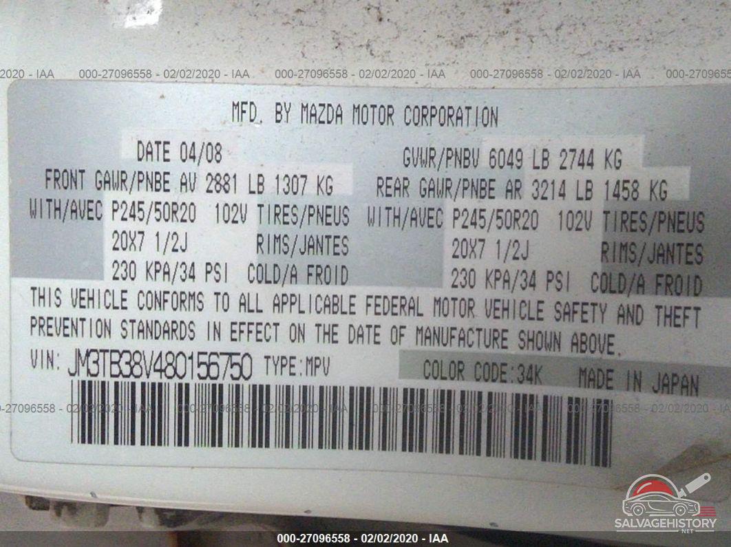 JM3TB38V480156750 2008 MAZDA CX-9 photo no. 9