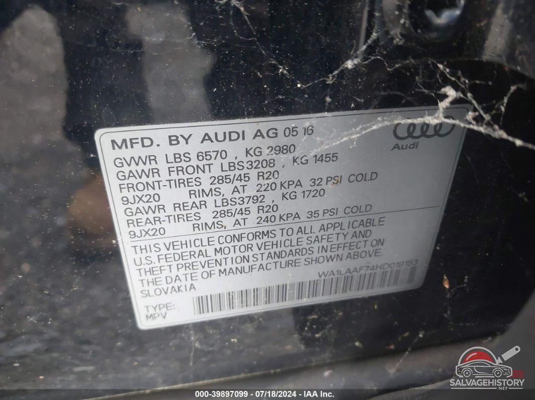 WA1LAAF74HD019153 2017 AUDI Q7 photo no. 9