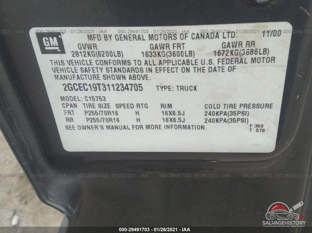 2GCEC19T311234705 2001 CHEVROLET SILVERADO 1500 photo no. 9