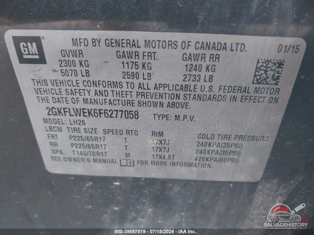 2GKFLWEK6F6277058 2015 GMC TERRAIN photo no. 9
