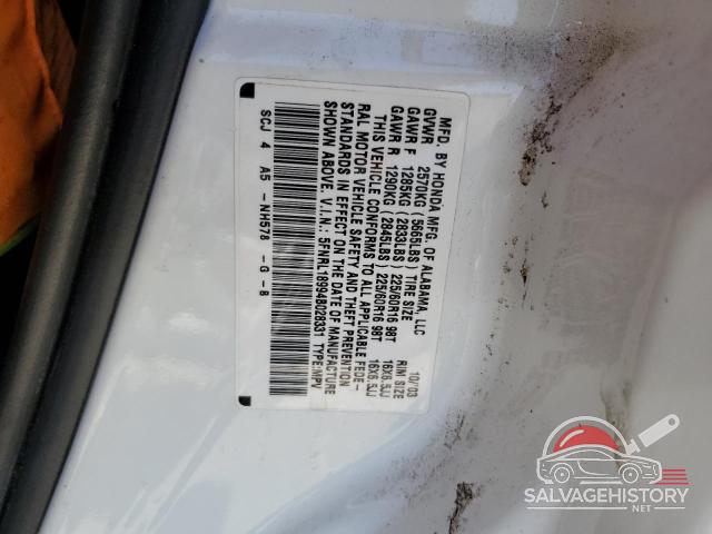 5FNRL18994B028331 2004 HONDA All Models photo no. 13
