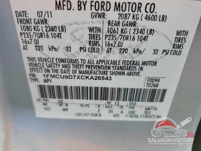 1FMCU9D7XCKA26543 2012 FORD ESCAPE photo no. 13