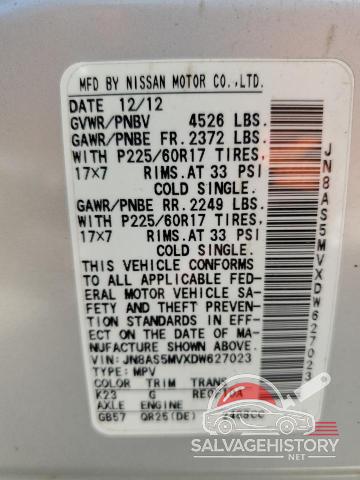 JN8AS5MVXDW627023 2013 NISSAN ROGUE photo no. 12