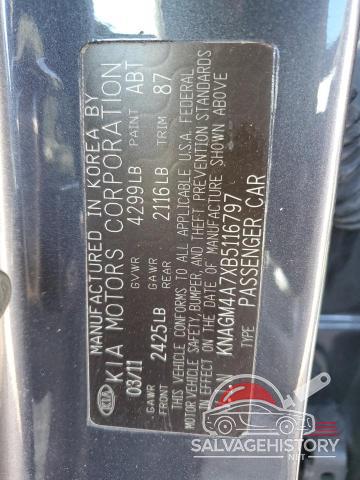 KNAGM4A7XB5116797 2011 KIA OPTIMA photo no. 12
