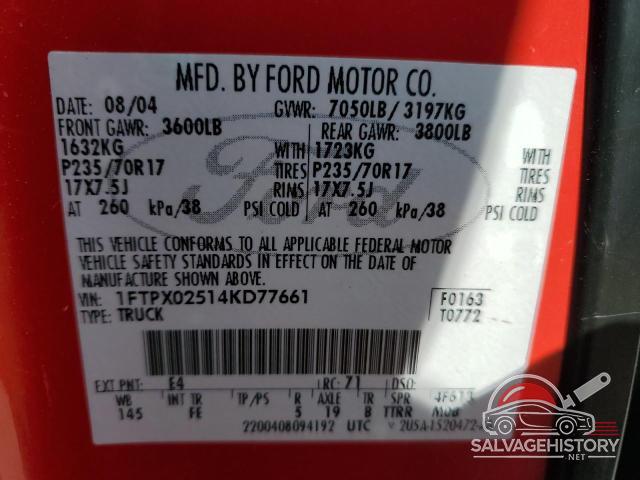 1FTPX02514KD77661 2004 FORD All Models photo no. 13