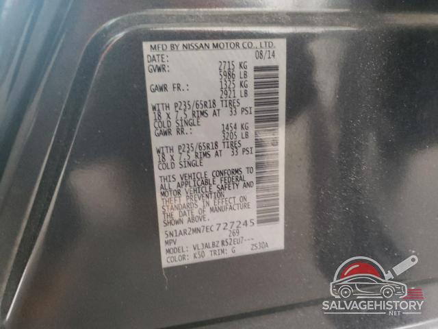 5N1AR2MN7EC727245 2014 NISSAN PATHFINDER photo no. 12