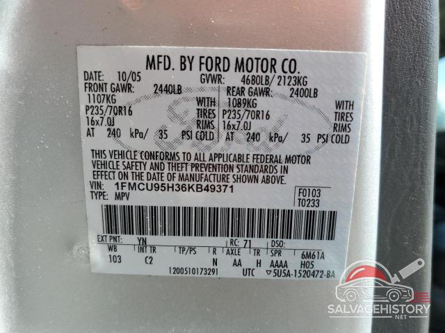 1FMCU95H36KB49371 2006 FORD ESCAPE photo no. 12