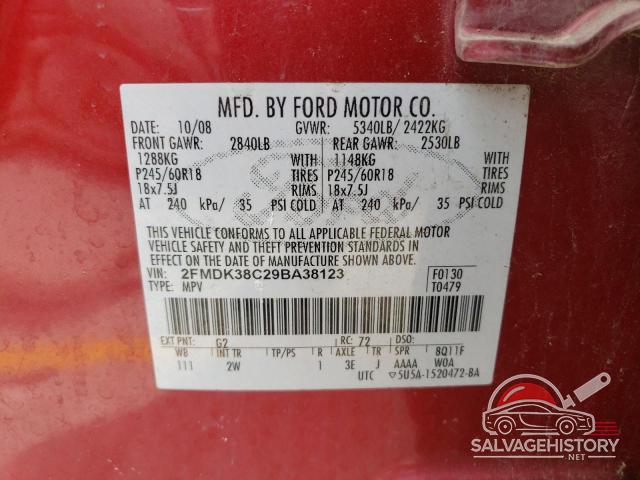 2FMDK38C29BA38123 2009 FORD EDGE photo no. 13
