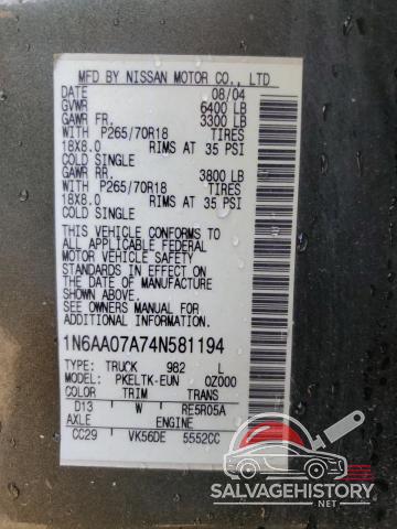 1N6AA07A74N581194 2004 NISSAN TITAN photo no. 13