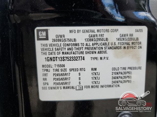 1GNDT13S752332774 2005 CHEVROLET TRAILBLZR photo no. 13