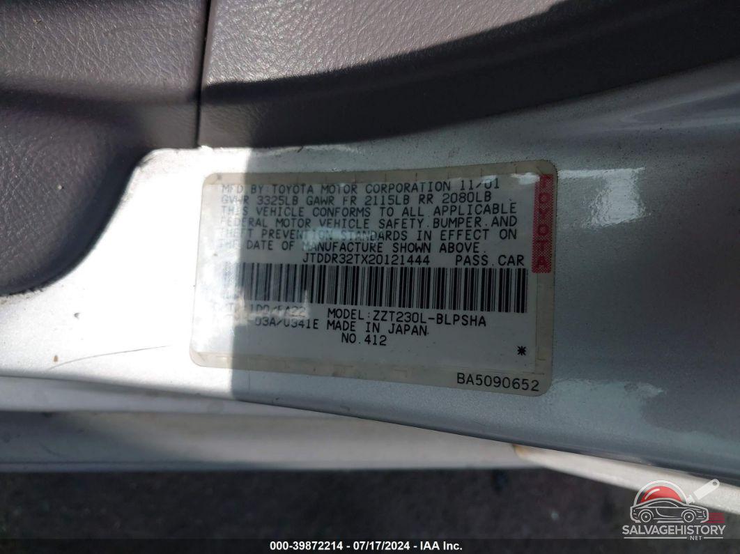 JTDDR32TX20121444 2002 TOYOTA CELICA photo no. 9