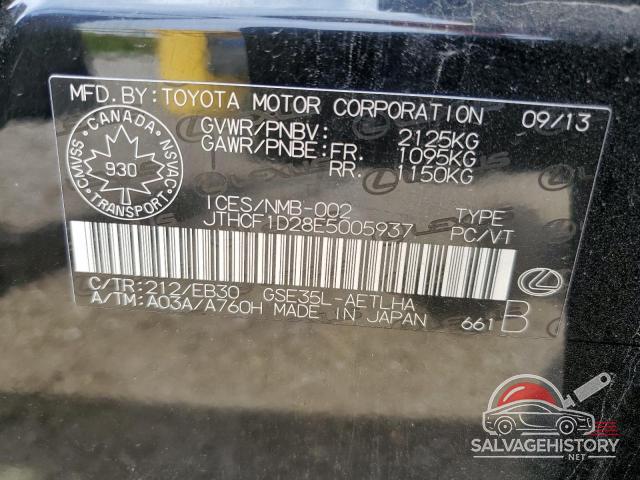 JTHCF1D28E5005937 2014 LEXUS IS photo no. 12