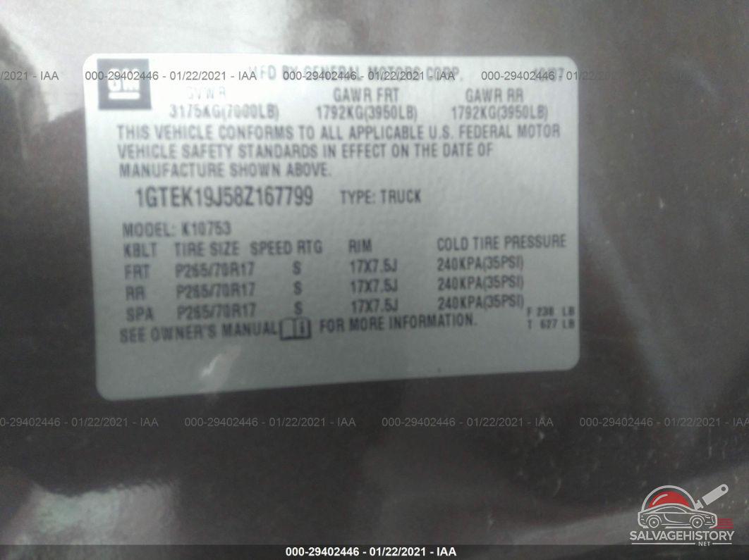 1GTEK19J58Z167799 2008 GMC SIERRA 1500 photo no. 9