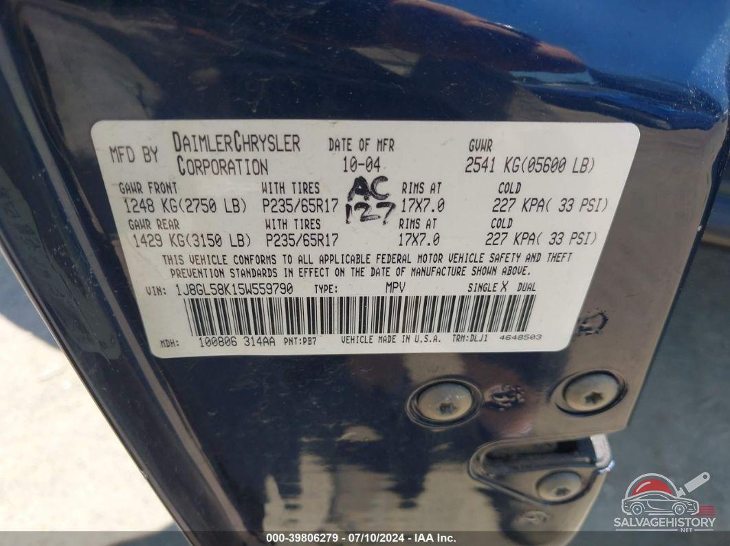 1J8GL58K15W559790 2005 JEEP LIBERTY photo no. 9