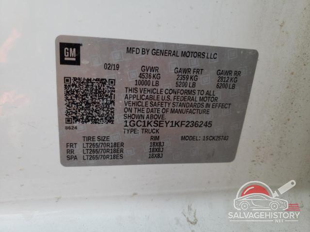 1GC1KSEY1KF236245 2019 CHEVROLET ALL Models photo no. 12