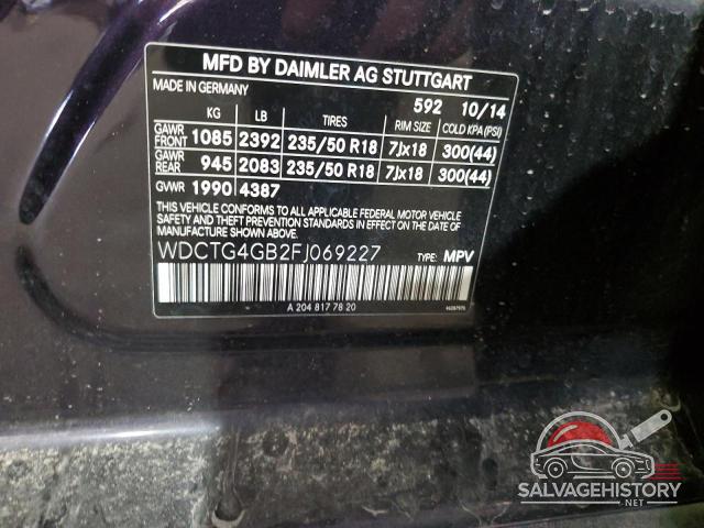 WDCTG4GB2FJ069227 2015 MERCEDES-BENZ GLA-CLASS photo no. 12