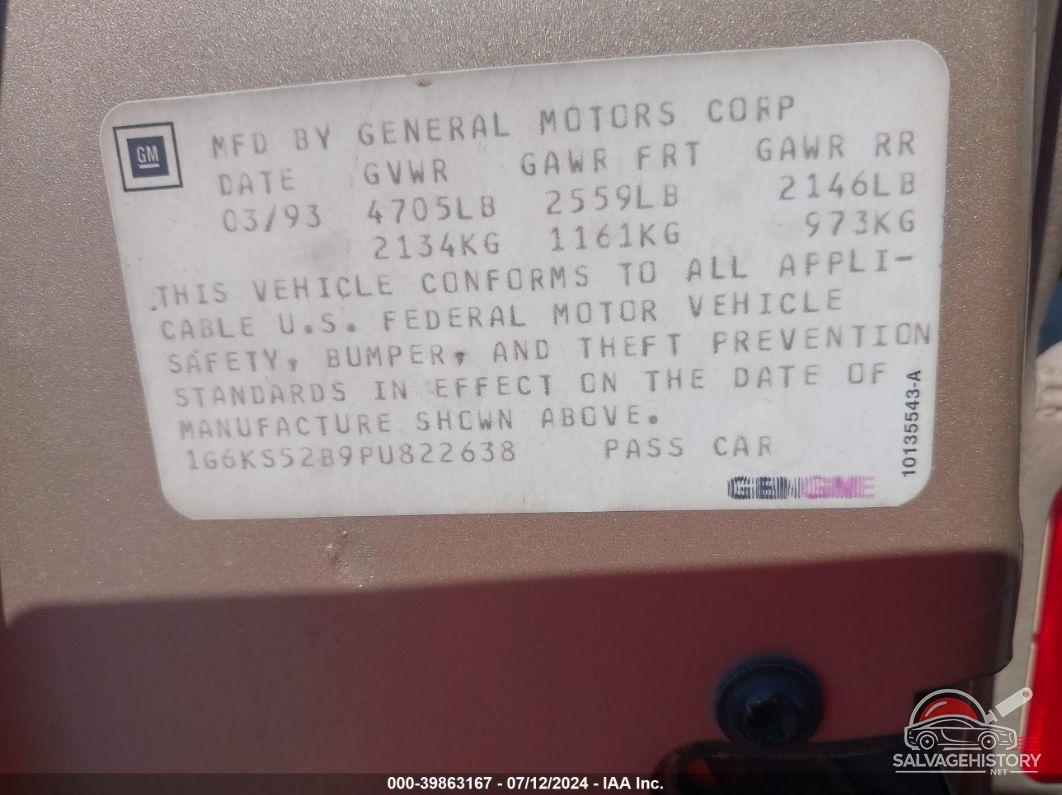 1G6KS52B9PU822638 1993 CADILLAC SEVILLE photo no. 9