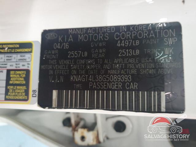 KNAGT4L38G5089393 2016 KIA OPTIMA photo no. 12