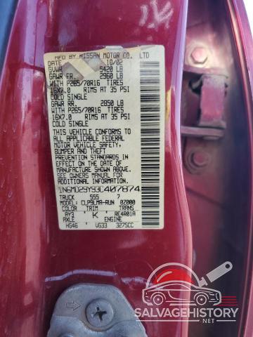 1N6MD29Y93C407874 2003 NISSAN FRONTIER photo no. 12