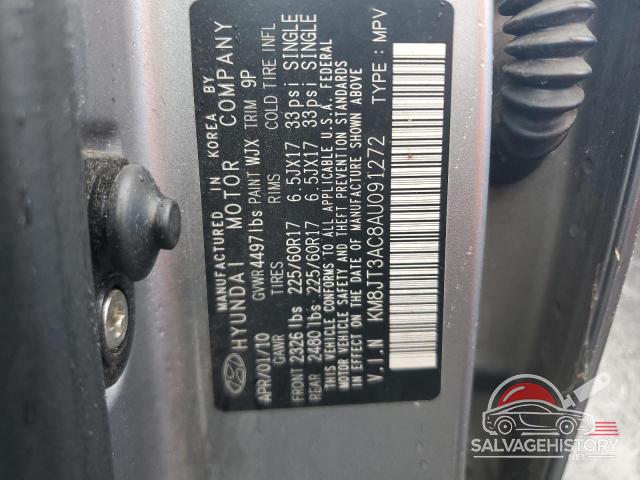 KM8JT3AC8AU091272 2010 HYUNDAI TUCSON photo no. 13