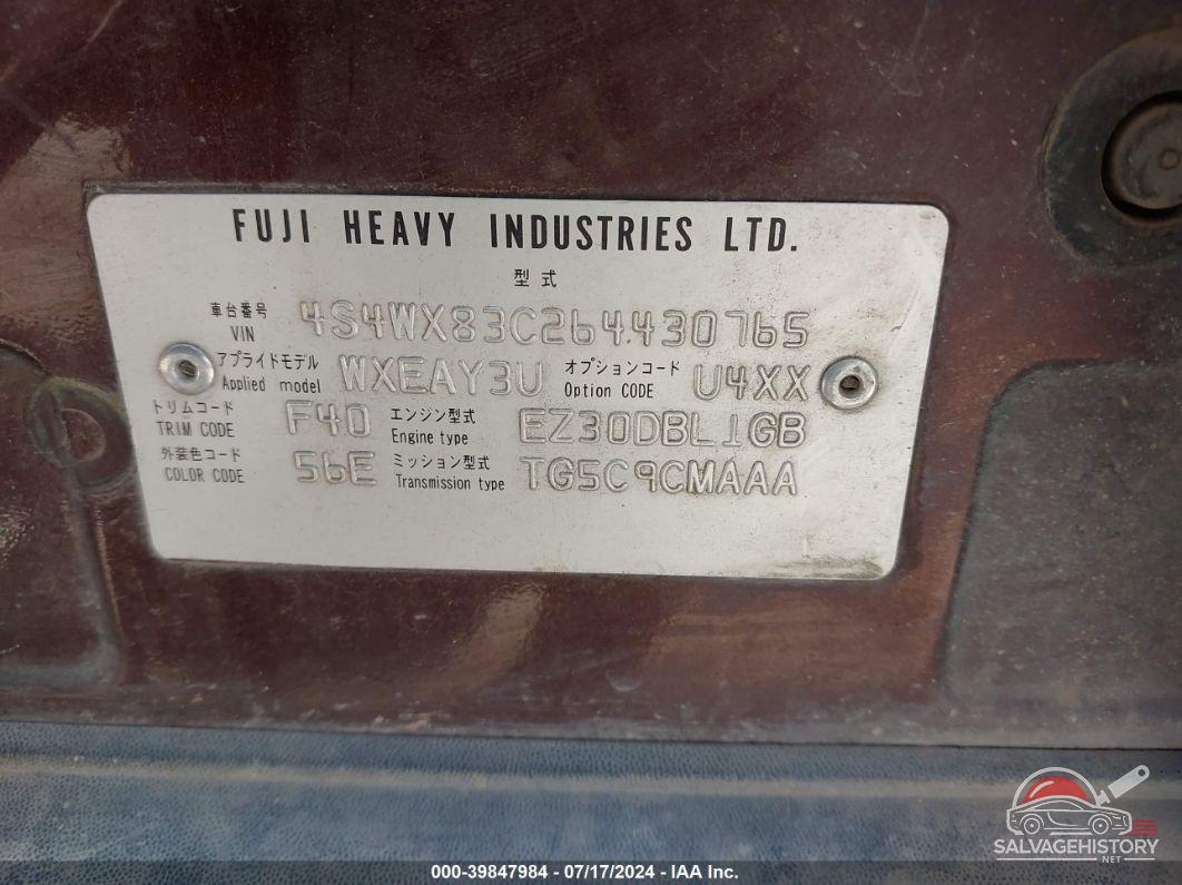 4S4WX83C264430765 2006 SUBARU B9 TRIBECA photo no. 9