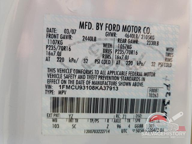 1FMCU93108KA37913 2008 FORD ESCAPE photo no. 12