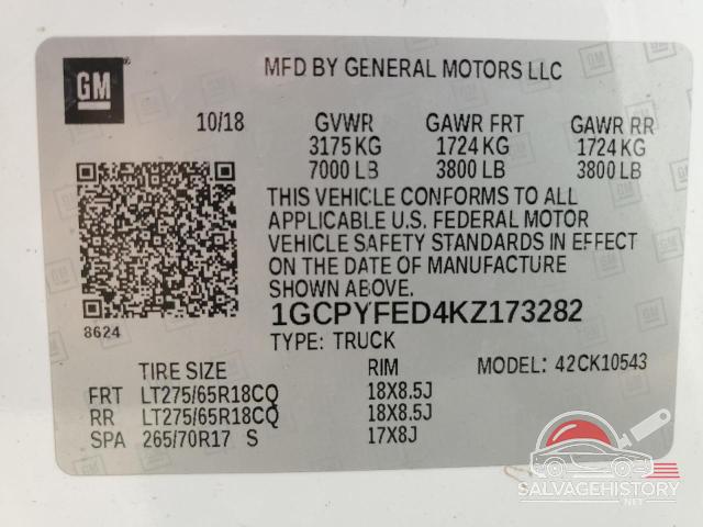 1GCPYFED4KZ173282 2019 CHEVROLET ALL Models photo no. 12