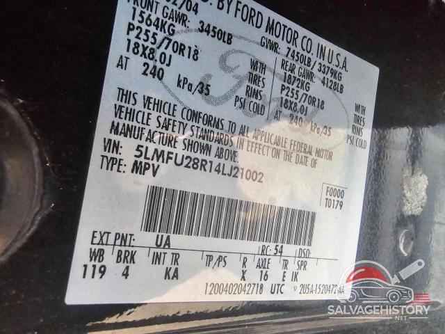 5LMFU28R14LJ21002 2004 LINCOLN NAVIGATOR photo no. 10