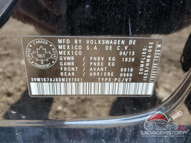 3VW1K7AJ8DM297601 2013 VOLKSWAGEN JETTA photo no. 12