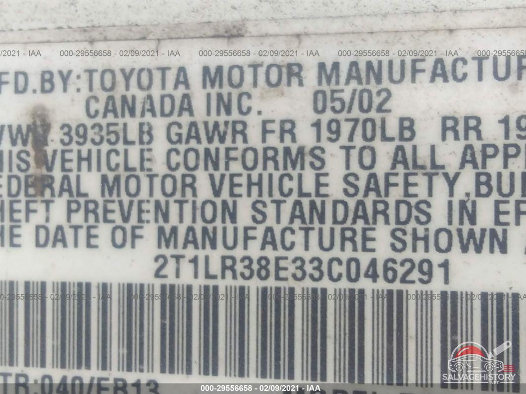 2T1LR38E33C046291 2003 TOYOTA MATRIX photo no. 9