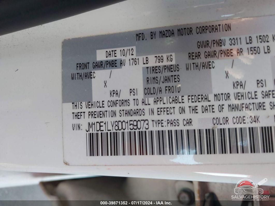 JM1DE1LY8D0159073 2013 MAZDA MAZDA2 photo no. 9