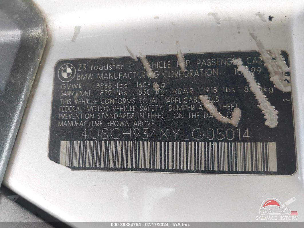 4USCH934XYLG05014 2000 BMW Z3 photo no. 9