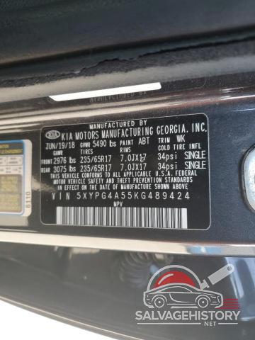 5XYPG4A55KG489424 2019 KIA SORENTO photo no. 13