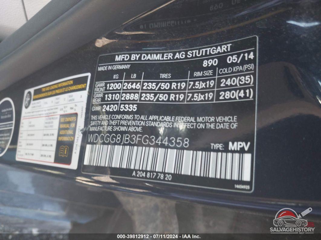 WDCGG8JB3FG344358 2015 MERCEDES-BENZ GLK photo no. 9