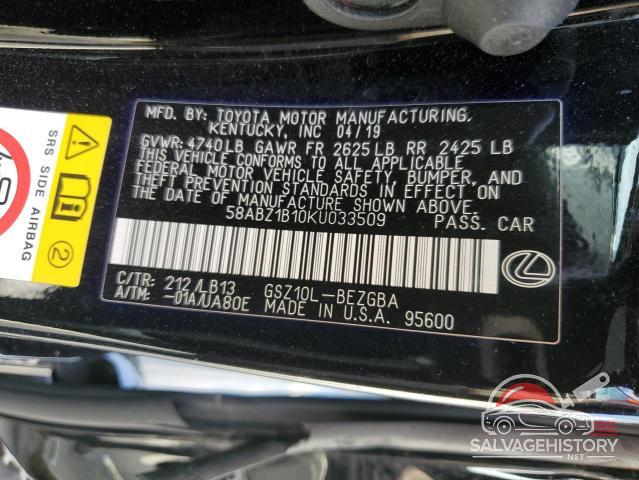 58ABZ1B10KU033509 2019 LEXUS ES350 photo no. 12