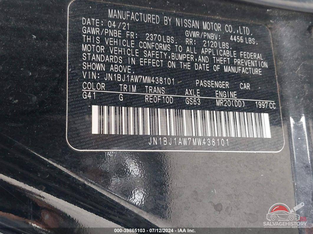 JN1BJ1AW7MW438101 2021 NISSAN ROGUE SPORT photo no. 9