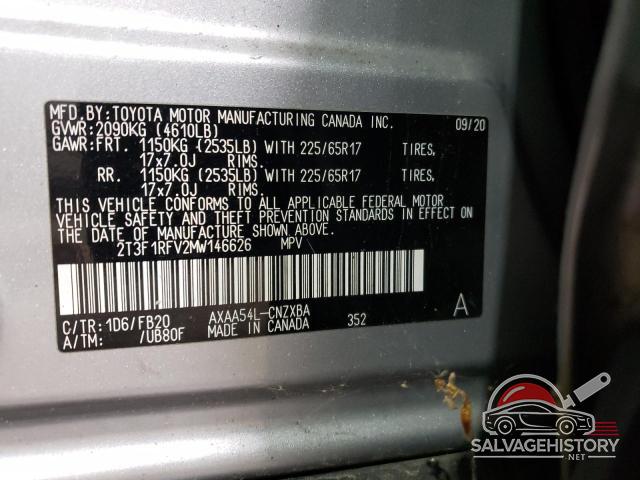 2T3F1RFV2MW146626 2021 TOYOTA RAV4 photo no. 13