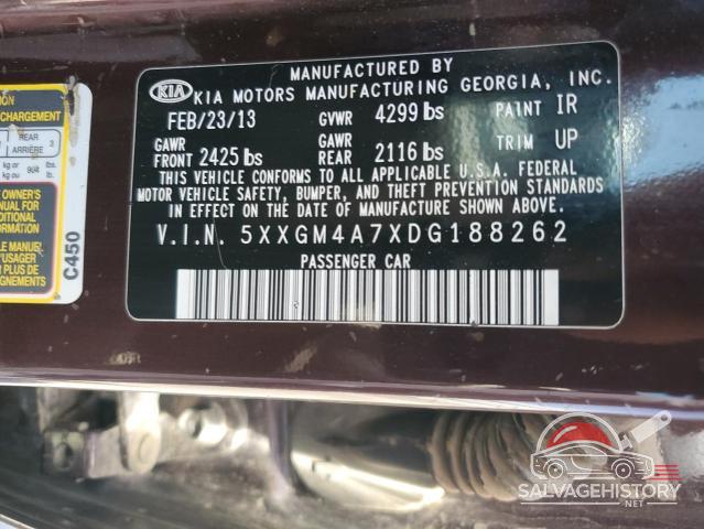 5XXGM4A7XDG188262 2013 KIA OPTIMA photo no. 12