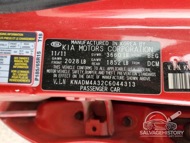 KNADM4A32C6044313 2012 KIA RIO photo no. 13