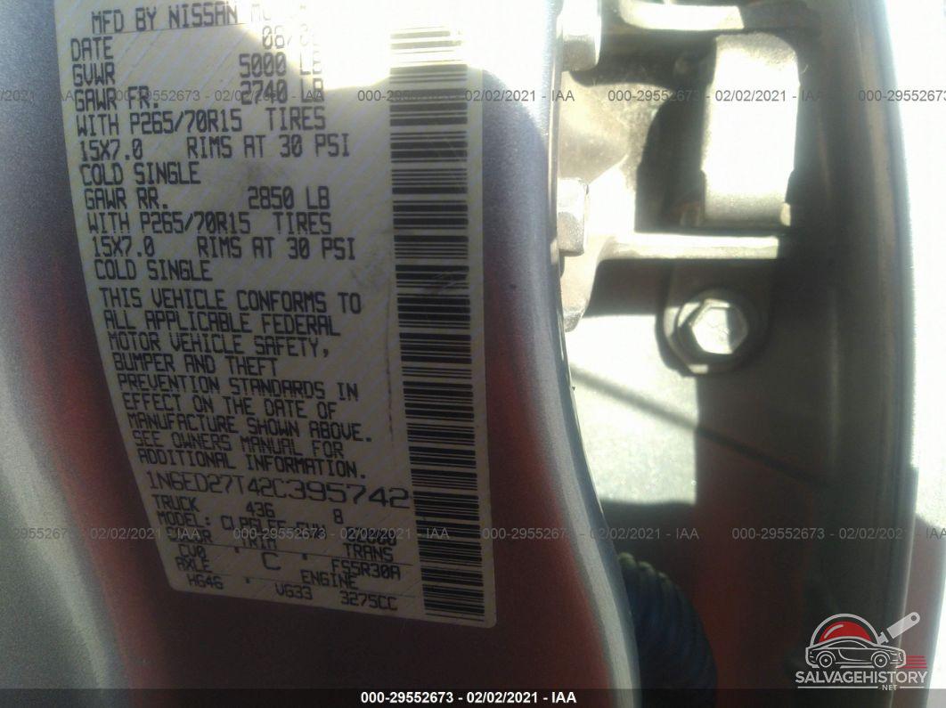 1N6ED27T42C395742 2002 NISSAN FRONTIER 2WD photo no. 9