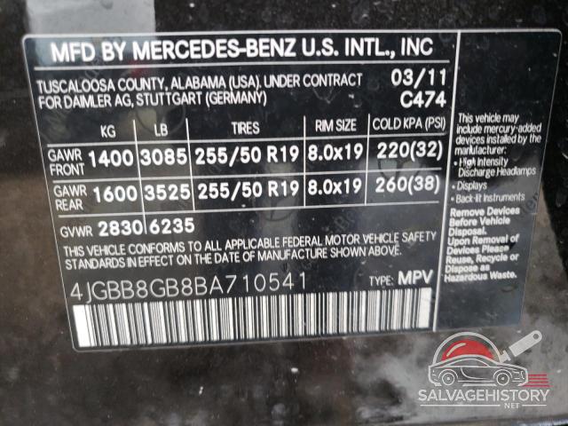4JGBB8GB8BA710541 2011 MERCEDES-BENZ M-CLASS photo no. 13